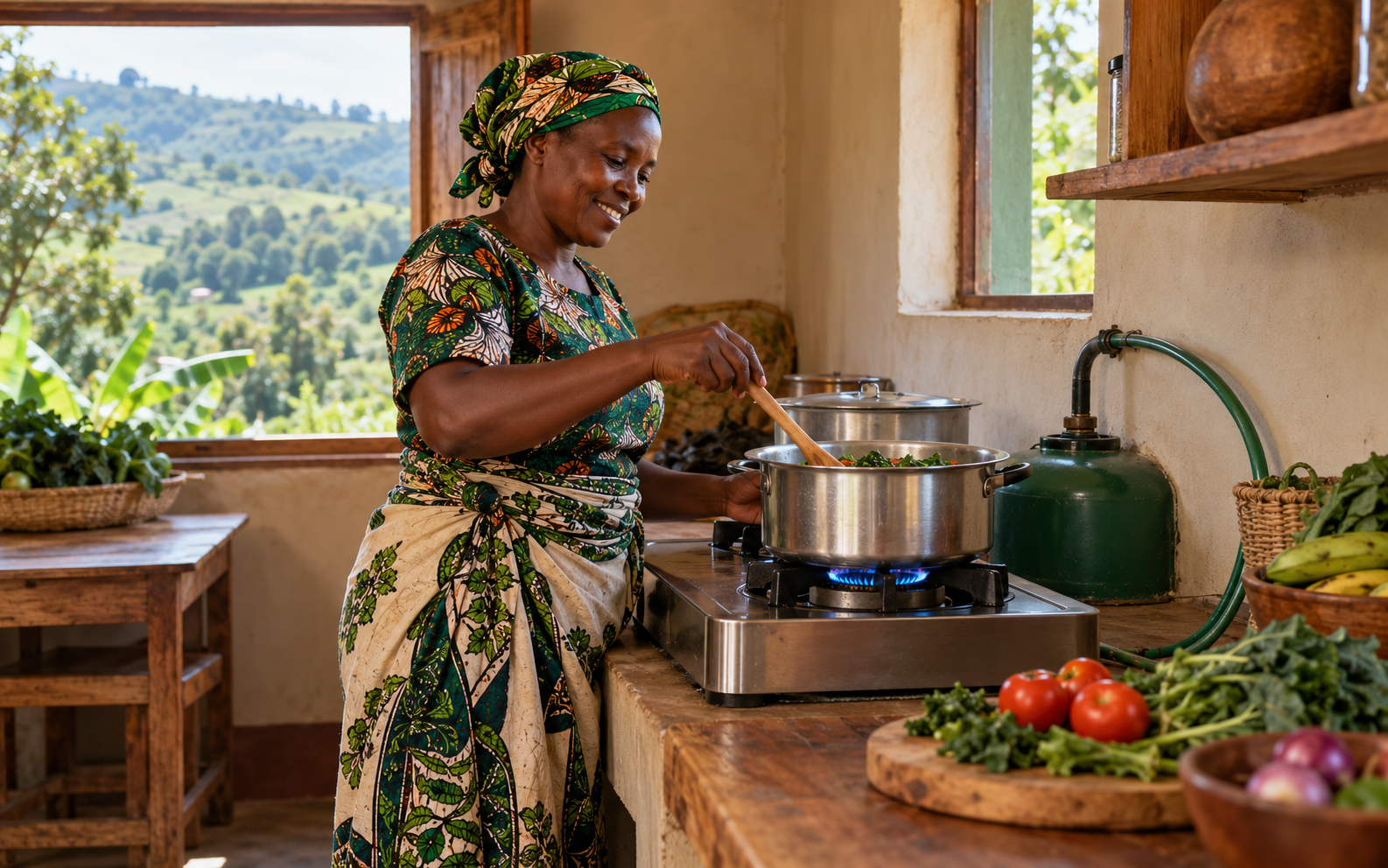 Clean biogas cooking in a Kisii household