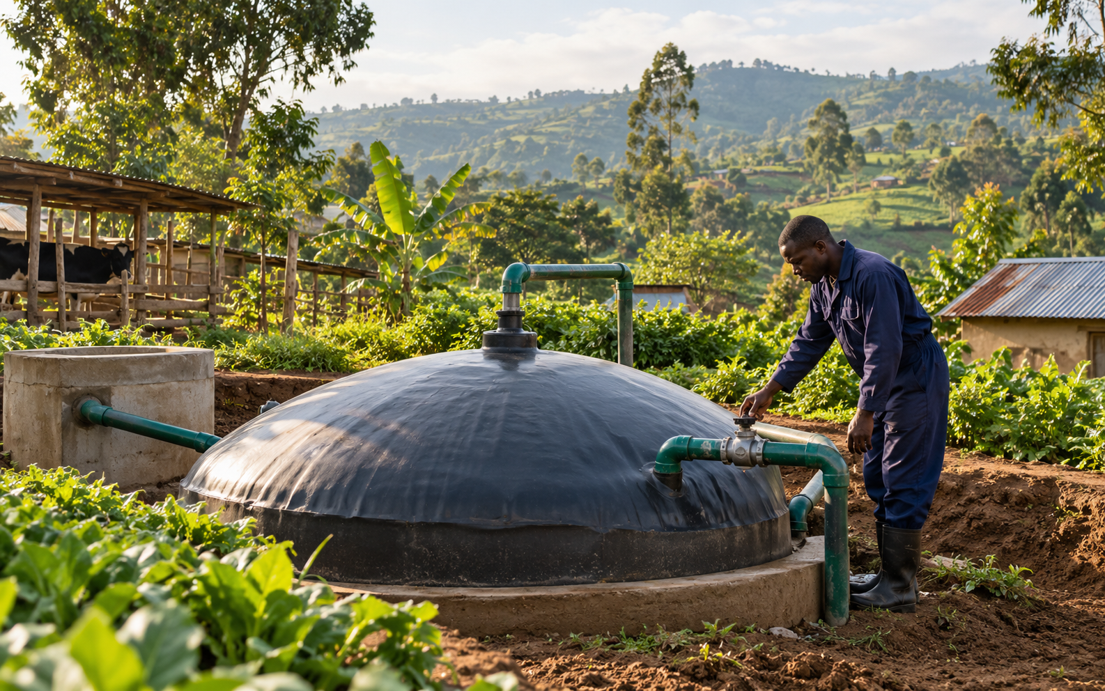 A farm-scale biodigester in Kisii